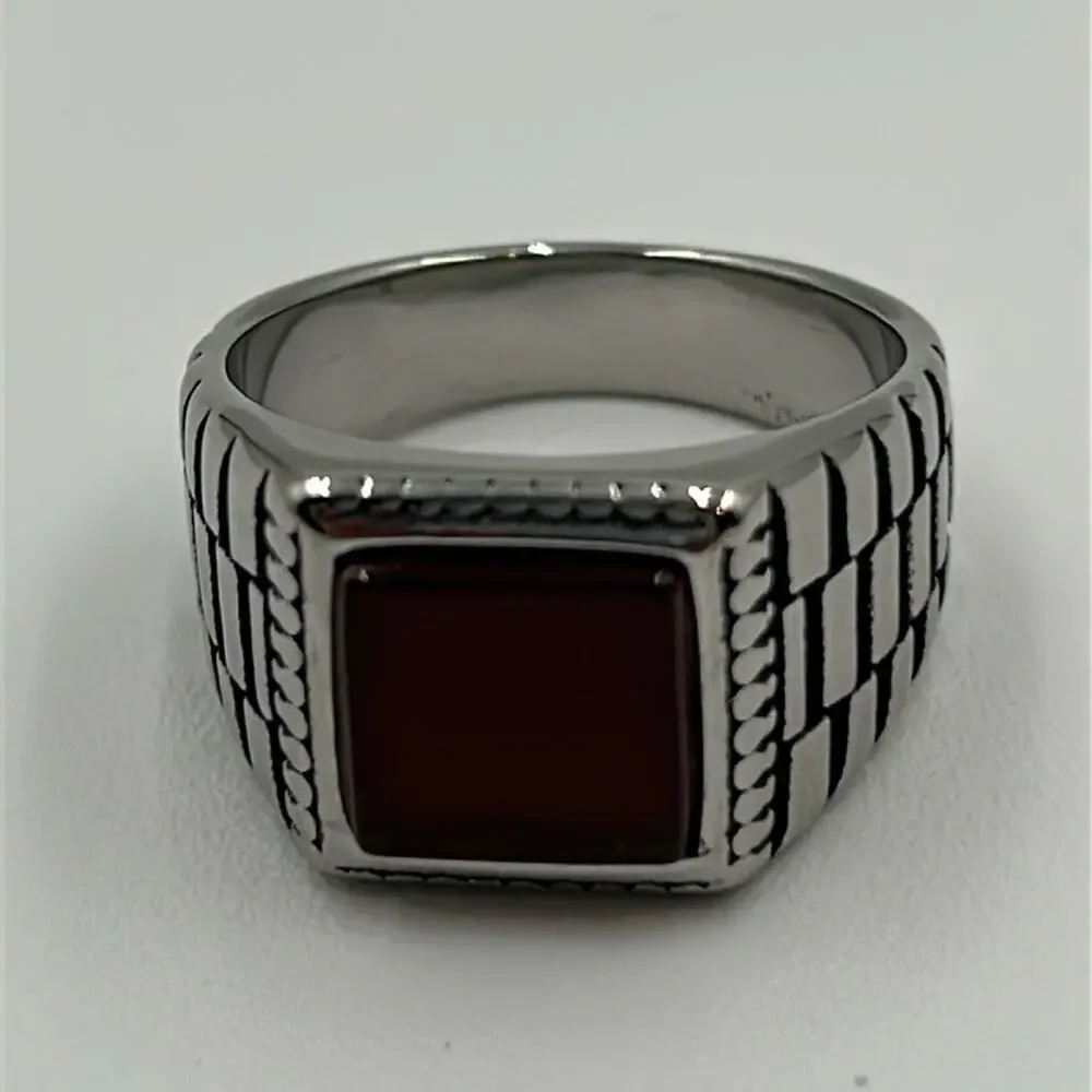 Red Onyx Natural Stone Handmade Men's Ring Size 13.5 NWT